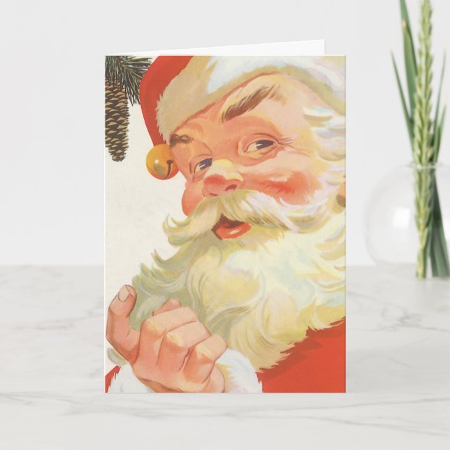Tarjeta Festiva Ilustracion Papá Noel del vintage (Anverso)