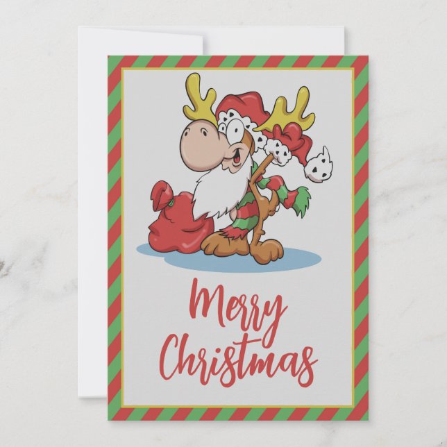 Tarjeta Festiva Ilustracion Personalizado Santa Claus Moose (Anverso)