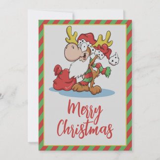 Tarjeta Festiva Ilustracion Personalizado Santa Claus Moose