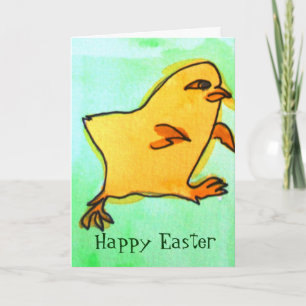 Tarjeta Festiva Ilustracion retro de pollo de Pascua