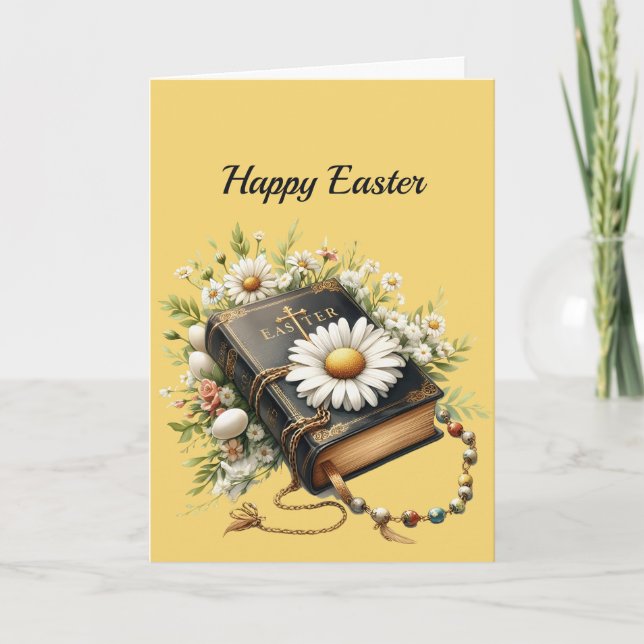 Tarjeta Festiva Ilustracion Rosario de la Biblia de Pascua (Anverso)