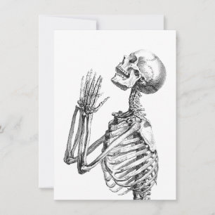 Tarjeta Festiva Ilustracion Skeleton de Arte Vintage, Skull