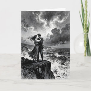 Tarjeta Festiva Ilustración Vintage Pareja Romántica Día del Padre