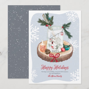 Tarjeta Festiva Ilustraciones de Navidades rústicos de madera de n