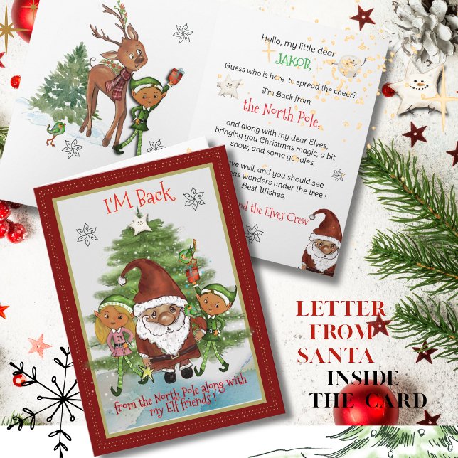 Tarjeta Festiva I'M Back from North Pole Card | Message from Santa (I'M Back from North Pole Card  Message from Santa)