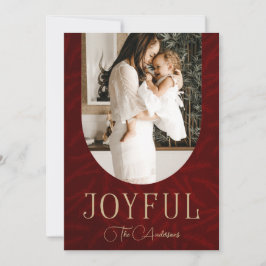 Tarjeta Festiva Imagen alegre del Arco Botánico Moderno Oro Rojo