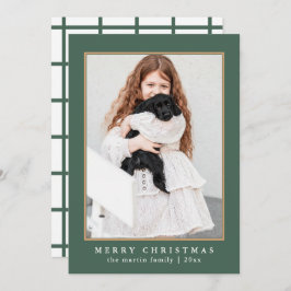 Tarjeta Festiva Imagen clásica de Green Check Merry Christmas