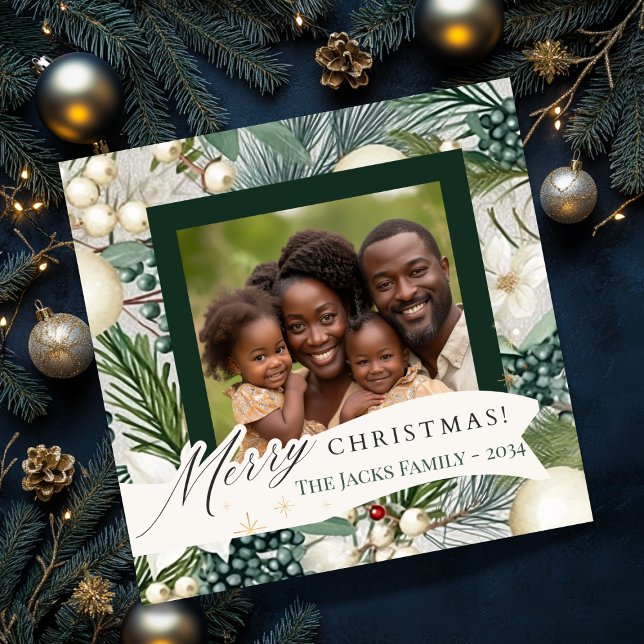 Tarjeta Festiva Imagen clásica elegante de la familia marfil y azu (Subido por el creador)