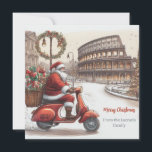 Tarjeta Festiva Imagen de acuarela de Navidades de Roma en Italia<br><div class="desc">Esta tarjeta de Navidades italianos es el saludo perfecto y sencillo de las vacaciones. El diseño acuarela presenta al Santa Claus en Roma Italia con sus regalos con un elegante tipo de letra con letras a mano. Personaliza la tarjeta con tu nombre.</div>