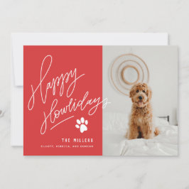 Tarjeta Festiva Imagen de Perro de Paw con mango Red Happy Howlida