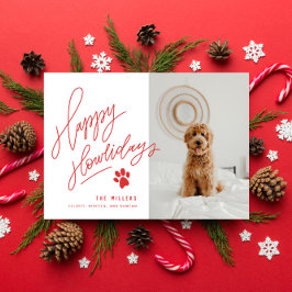 Tarjeta Festiva Imagen de Perro de Paw con mango Red Happy Howlida