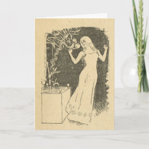 Tarjeta Festiva Imagen francesa del vintage de la reproducción,