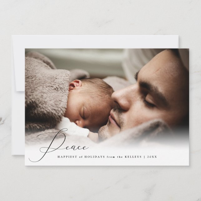 Tarjeta Festiva Imagen personalizada con guión elegante de paz (Anverso)