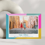 Tarjeta Festiva Imagen única geométrica de color brillante suave d<br><div class="desc">Tarjeta de vacaciones de dos fotos única geométrica brillante y brillante</div>