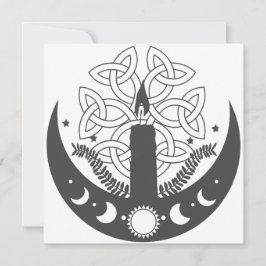 Tarjeta Festiva Imbolc Candlemas Sun Crescent Moon Celtic
