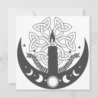 Tarjeta Festiva Imbolc Candlemas Sun Crescent Moon Celtic