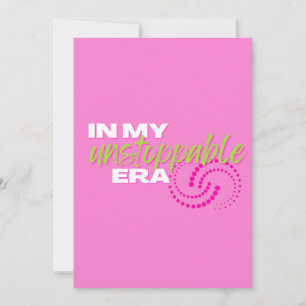 Tarjeta Festiva Imparable, en mi era imparable, Preppy, Rosa