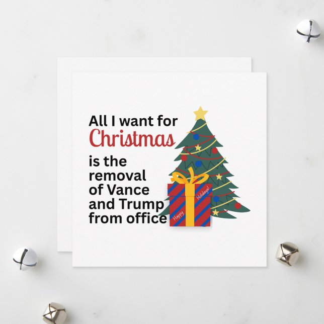 Tarjeta Festiva Impeach Remove Vance for Christmas Anti-Trump Gift (Anverso/Reverso In Situ)