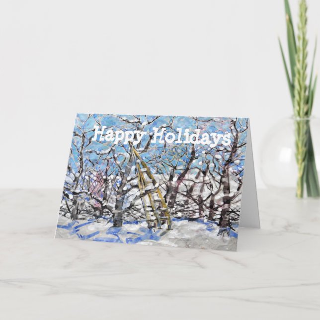 Tarjeta Festiva Impresión de Apple #140301 en invierno (Anverso)