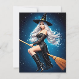 Tarjeta Festiva Impresión de Arte de Bruja de Fantasía – Mujer Mág