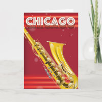 Impresión de cartel de viaje de saxofón de Chicago