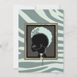 Tarjeta Festiva Impresión de cebra en crema, verde menta y negro