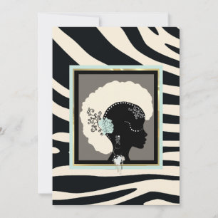 Tarjeta Festiva Impresión de cebra en crema, verde menta y negro