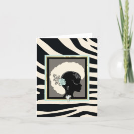 Tarjeta Festiva Impresión de cebra en crema, verde menta y negro
