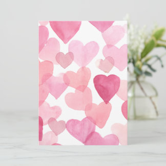 Tarjeta Festiva Impresión de Corazones al Acuarela, Impresión del 