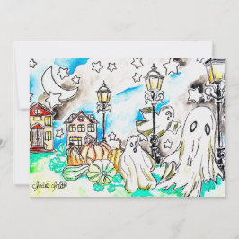 Tarjeta Festiva Impresión de fantasma de Halloween