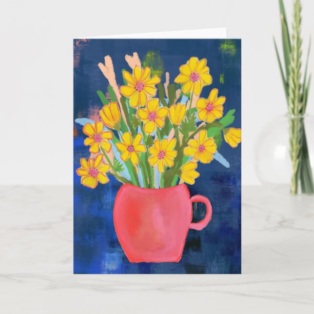 Tarjeta Festiva Impresión de flores (Anverso)