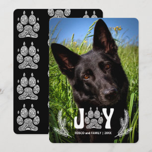 Tarjeta Festiva Impresión de garrapatas de perro y juguete foto de