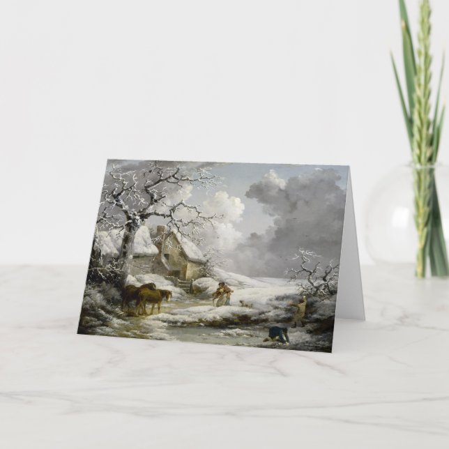 Tarjeta Festiva Impresión de Navidades de paisajes de invierno de  (Anverso)