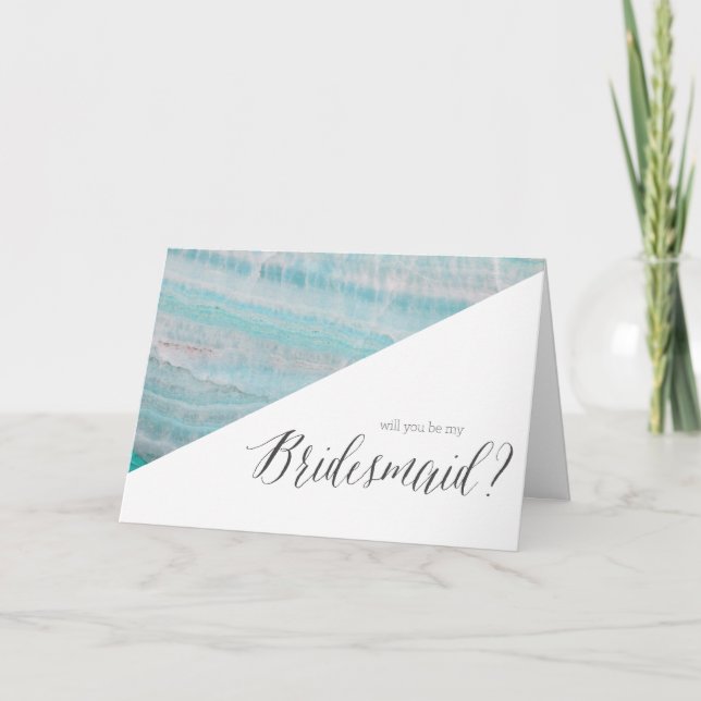 Tarjeta Festiva Impresión de onda de granito turquesa de piedra en (Anverso)