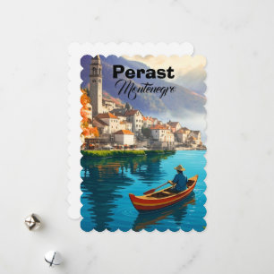 Tarjeta Festiva Impresión de viaje Perast Montenegro, Perast Monte