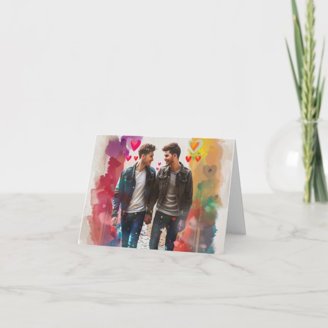 Tarjeta Festiva Impresión digital del Día de San Valentín de dos c (Anverso)