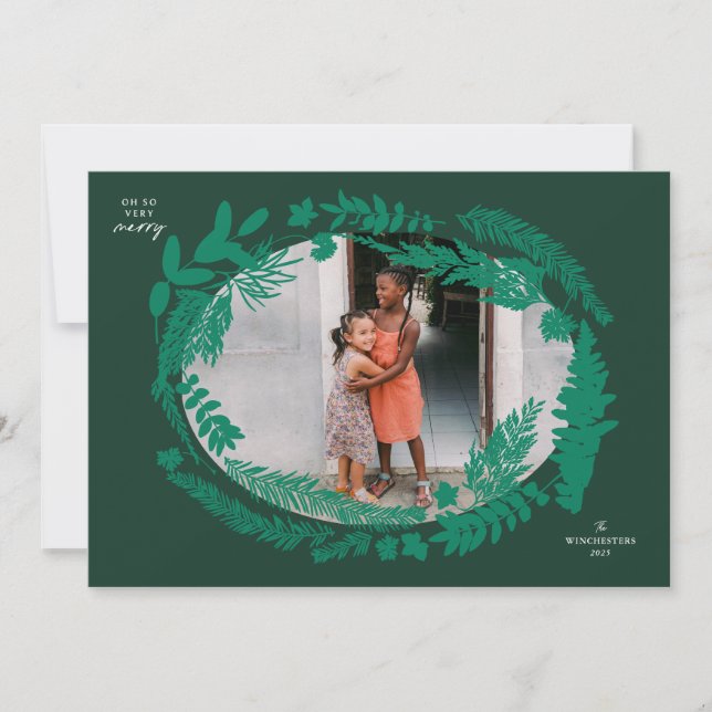 Tarjeta Festiva Impresiones botánicas Navidades de marco horizonta (Anverso)