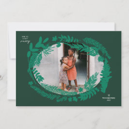 Tarjeta Festiva Impresiones botánicas Navidades de marco horizonta