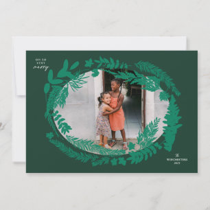 Tarjeta Festiva Impresiones botánicas Navidades de marco horizonta