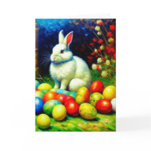 Impresionismo Bunny de Pascua con huevos