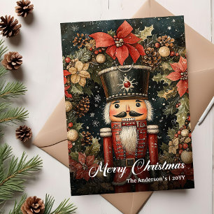 Tarjeta Festiva Imprimible de cascanueces navideño nostálgico de m