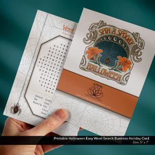 Tarjeta Festiva Imprimible Halloween Easy Word Search Business