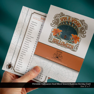 Tarjeta Festiva Imprimible Halloween Hard Word Search Business