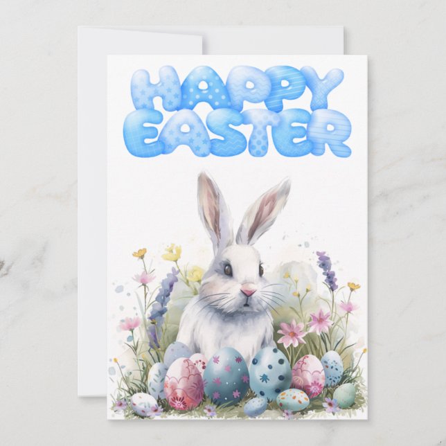 Tarjeta Festiva Imprimible saludo de Pascua de Bunny (Anverso)