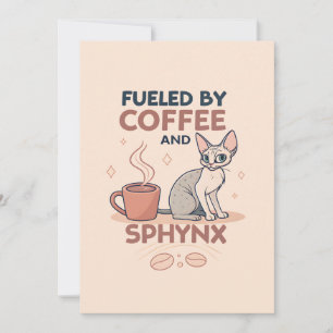 Tarjeta Festiva Impulsado por café y arte de gato Sphynx