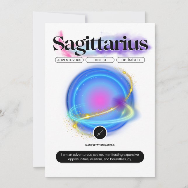 Tarjeta Festiva Incendio de elemento de cita Sagittarius de Rótulo (Anverso)