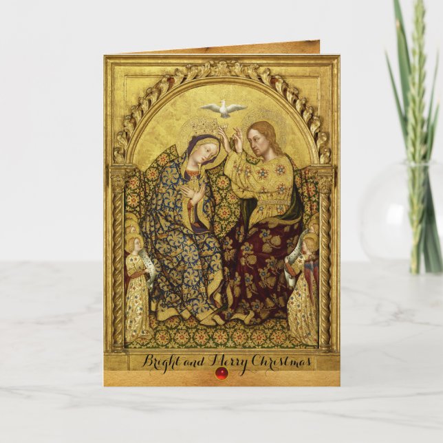 Tarjeta Festiva INCORONATION OF VIRGIN by Gentile Da Fabriano (Anverso)