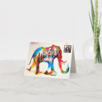 India Elephant Vintage Travel Love Watercolor