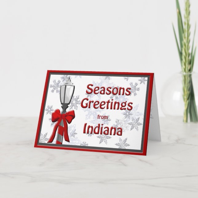 Tarjeta Festiva Indiana Seasons Greetings Lamp Snowflake (Anverso)