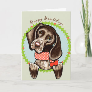 Tarjeta Festiva Indicador de pelo corto alemán Howlidays feliz